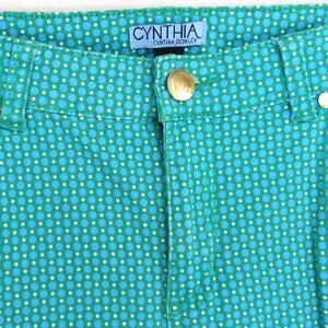 Cynthia Rowley Teal Polka Dot Ankle Pants